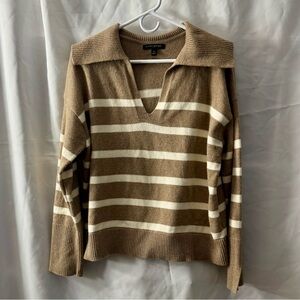 Banana Republic Johnny Collar Sweater in Plateau Beige & Ivory wool blend